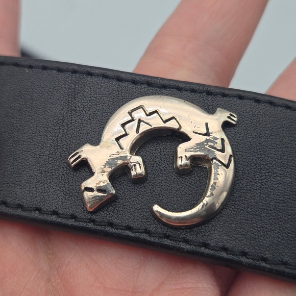 Vintage Silver Creek Black Leather Western Belt Animal Conchos Sz 30 USA Made - Picture 11 of 16